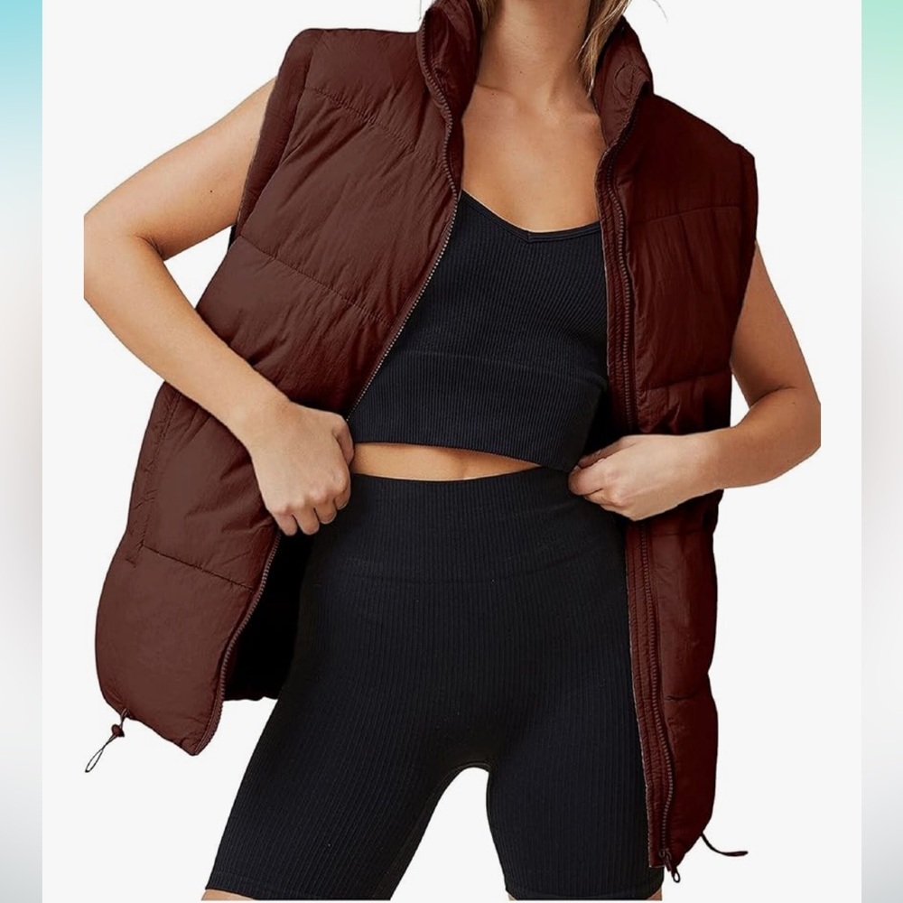 NWOT Brown Oversized Puffer Vest